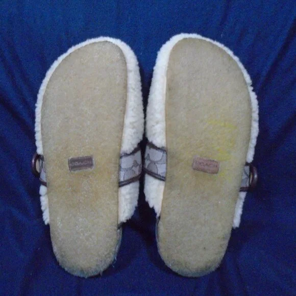 Coach Close Toe Women's Shearling Sherpa slippers Size 9 - Picture 4 of 6